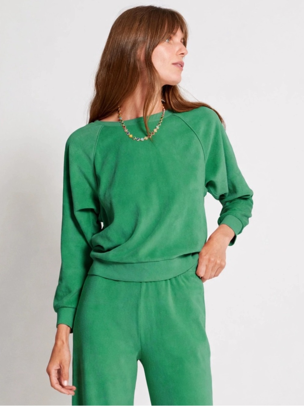 NWOT SUZIE KONDI Saba Velour Pullover Top Jellybean Kelly Green